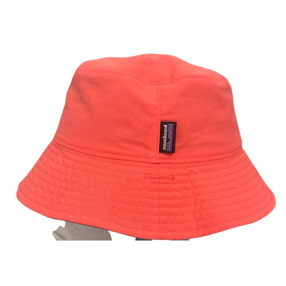 Patagonia Kids Coral Orange Bucket Hat Reversible Sun Strap 5T